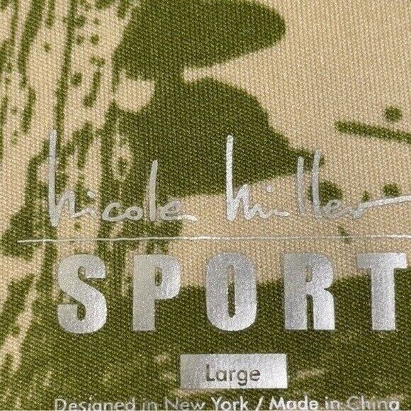 Nicole Miller Legging Mesh Pocket and Lower Green and Beige Large - Picture 2 of 6